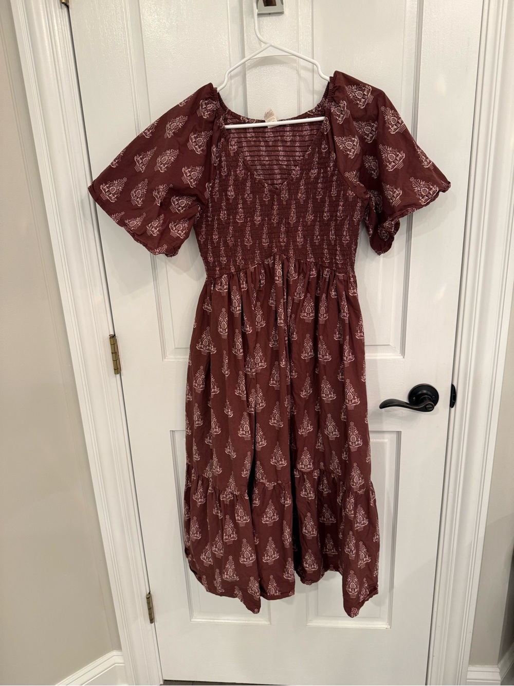 Kate Quinn Midi Dress in Burgundy with Floral Print